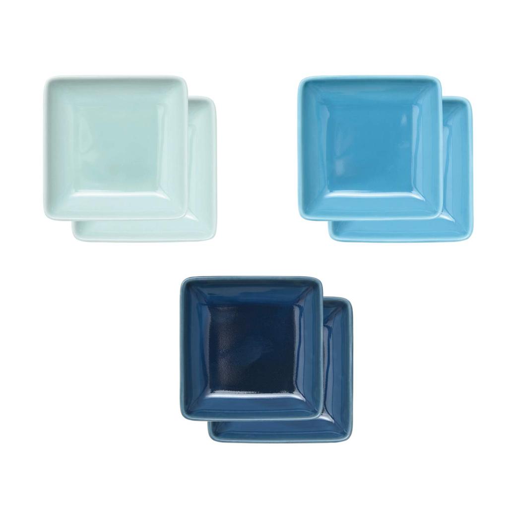 Natural69 Hasami Ware Set Set of 6 Irotoridori Square Plates Light Navy Natural 69 Hasami Microwave and Dishwasher Made In Nordic Japanese or Special
