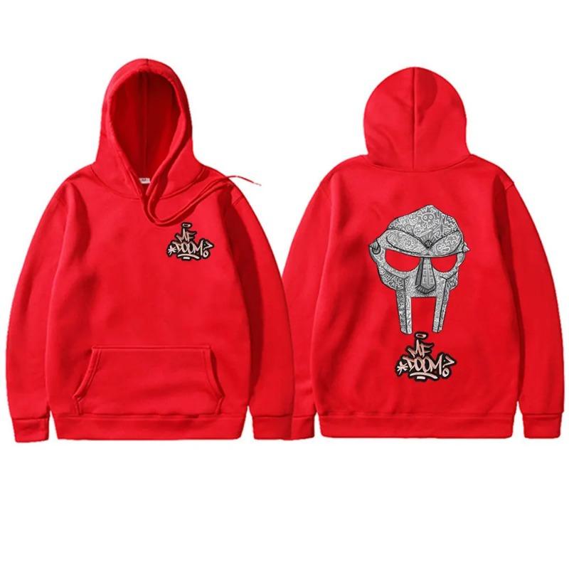 Rapper Mf Doom Madvillain Maschera Metallica Viso Stampa Double Face Felpa Uomo Oversize Pullover Hip Hop Rap Vintage Felpe da Uomo