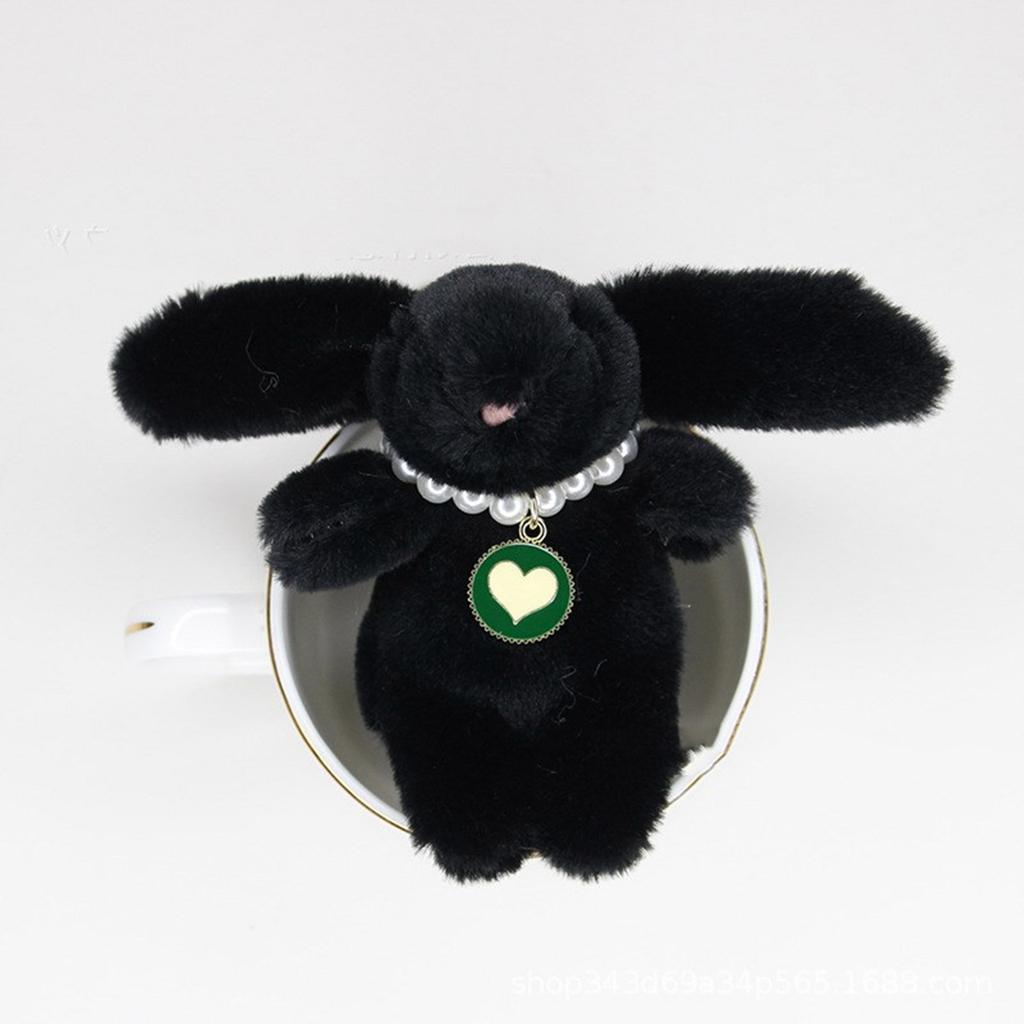 Cute Plush Necklace Rabbit Charm Keychain Soft Stuffed Ornament Keyring Lovely Pendants for Purse Bag Backpack Handbag
