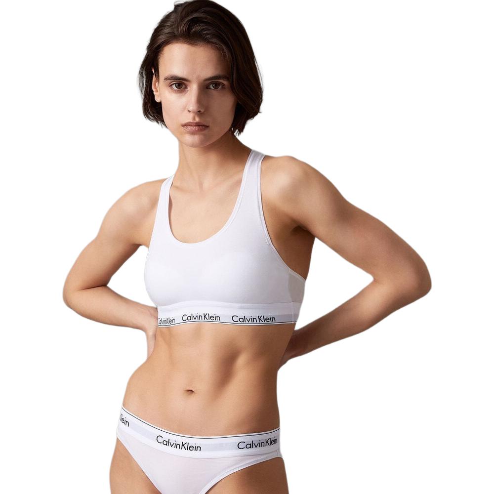 Calvin Klein Letter Jacquard Bralette Comfortable Simple Women underwear White QF3785AD-100