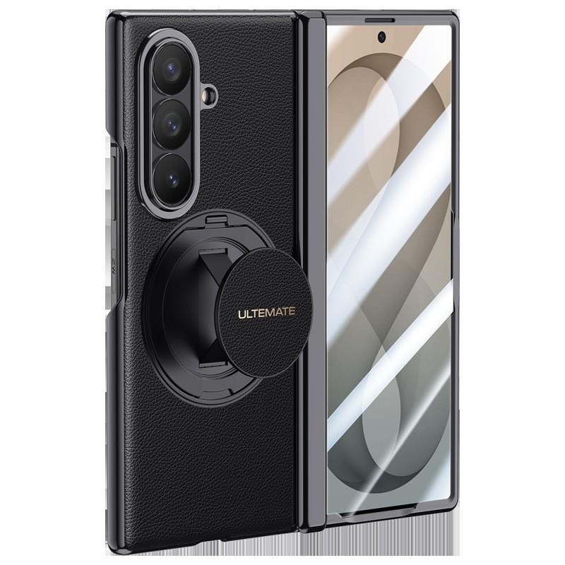 Magnetic Swivel Stand Phone Case Galaxy Z Fold8 Ultra PU Leather Cover With 360 Rotation Hinge Strong Magnet Ring