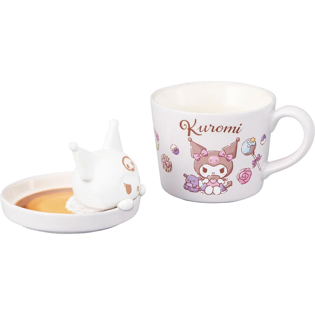 Sanrio "Latte Art Kuromi" 3D Mug with Lid, Approx. 230ml, Approx. 12 x 13cm, Character Tableware, Goods, Purple, san4551-4