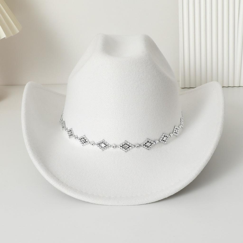 European and American rhombus sequined western cowboy top hat men's and women's casual top hat jazz hat