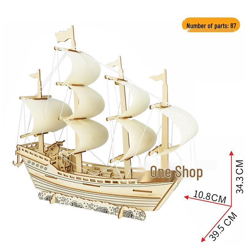 Ming Dynasty Merchant Ship Model 3D Puzzle - Hand-Assembled Building Blocks for Kids