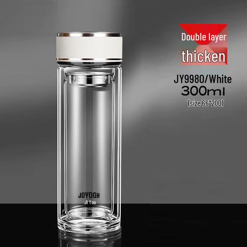 JOYOGH Double-Layer Borosilicate Glass Tea Cup with Infuser