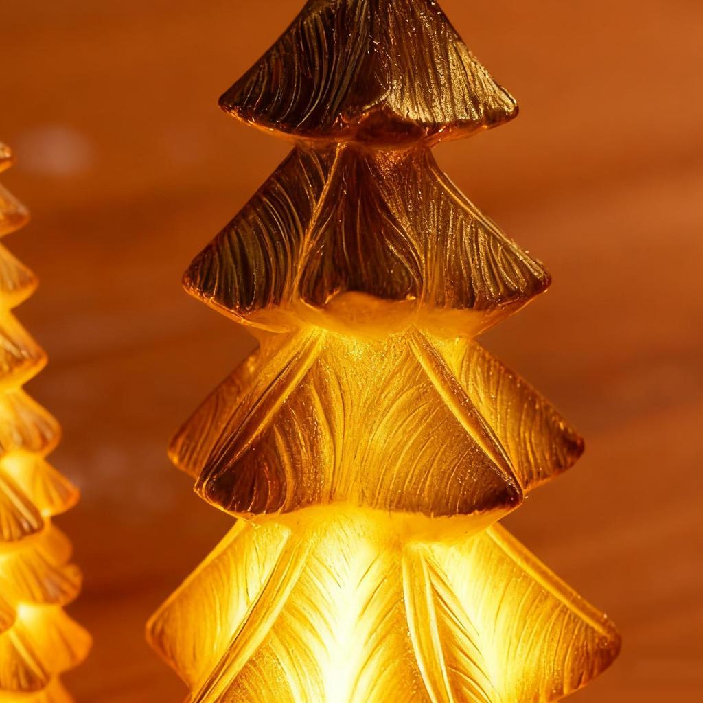 Small Christmas Tree 4 Piece Golden With Lights Mini Desktop Tree Christmas Decorations For Living Room Bedroom Kitchen Office