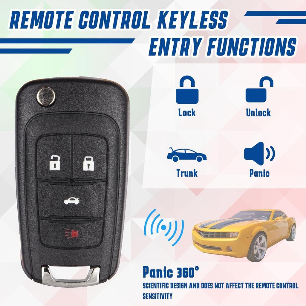 Key Fob Keyless Entry Remote Compatible with Chevy Cruze/Camaro/Impala/Equinox/GMC Terrain/Buick Lacrosse/Regal/Verano/Encore 2010- Car Key