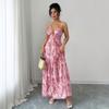 Abito Lungo da Donna con Stampa Paisley, Scollo all'Americana, Senza Maniche, Schiena Scoperta, Estivo