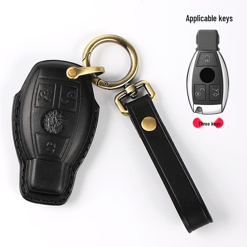 Genuine Leather Key Case for Mercedes-Benz LA200L, GLC300L, GLC260, B200, New E-Class.