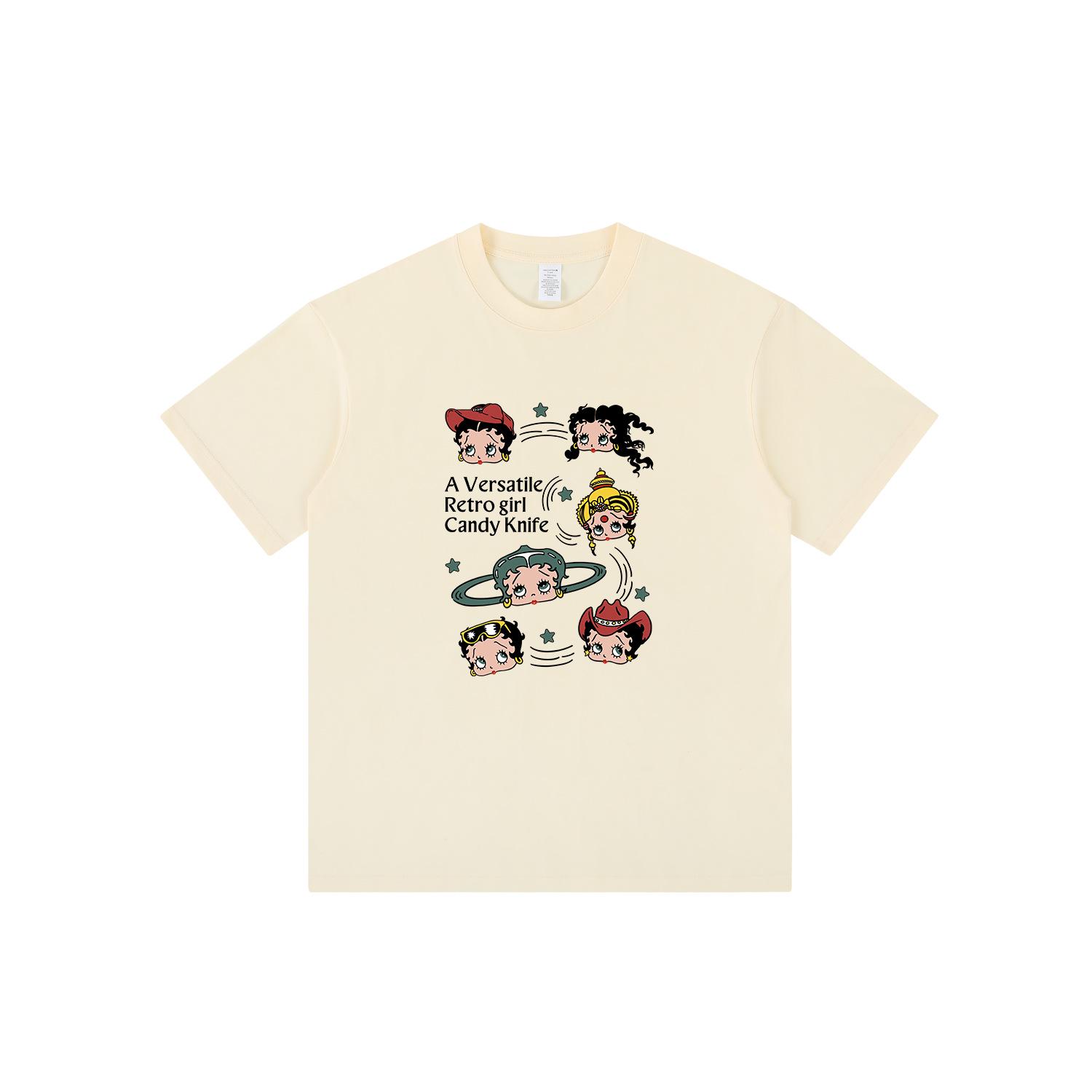 

Women s 2024 Summer Cartoon Print Loose Crew Neck Cotton T-Shirt Small