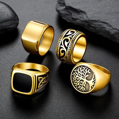 Anello celtico Triquetra in acciaio inossidabile fuso per uomo: Gioielli per le dita in stile europeo e americano