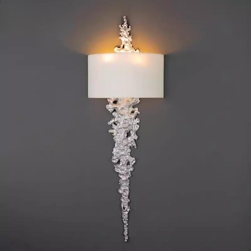 Long Brass Wall Lamp With Mercerized Cloth Cover For Bedroom Living Room Corridor Aisle Postmodern Copper Wall Sconce