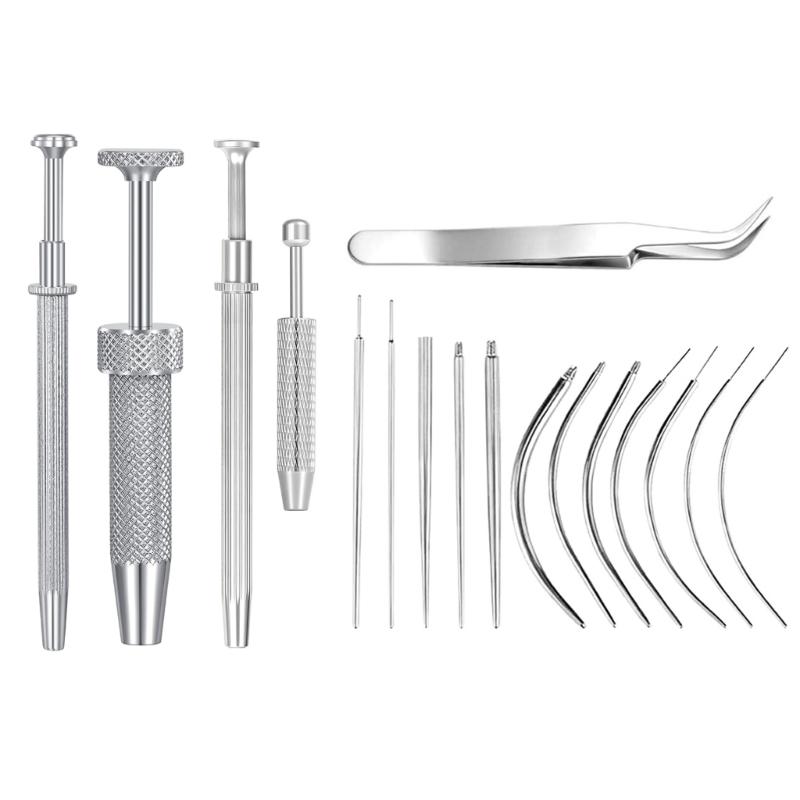 Set di Pinze Strumenti per Piercing Gioielli per il Corpo in Acciaio Inossidabile per Anelli per Orecchio Naso Labbra con Perni a Vite e Senza Filettatura