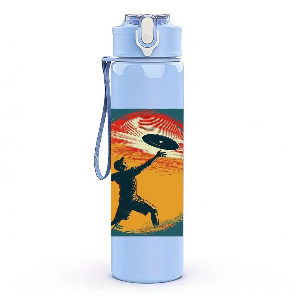 1PC Runner Athlete Sunset Sport Print 750ml Color Plastic Sports Water Bottle Leakproof Flip Straw Lid Suitable for Sports Office Home Use