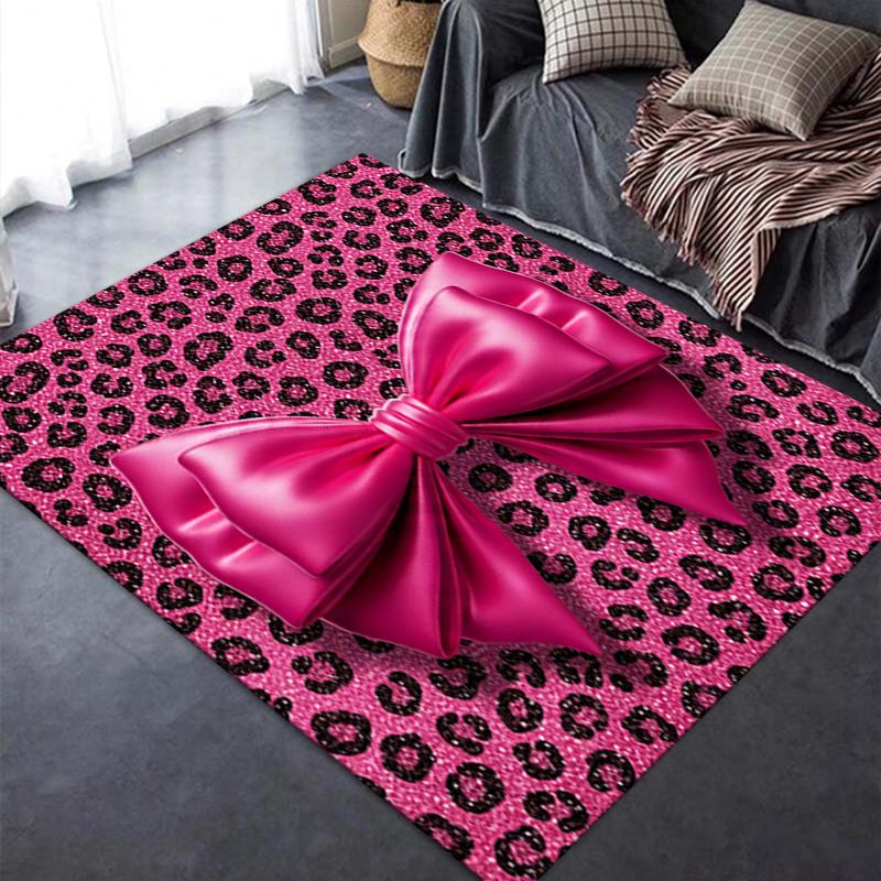 Nouveau Tapis Rose et Noir avec Nœud 2025 pour Salon Chambre Maison Décoration Canapé, Tapis de Sol Antidérapant pour Jouer les Enfants28