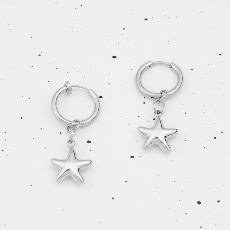 Stainless steel starfish earrings personality cute wind five-pointed star simple department versatile beach wind ear clips couple