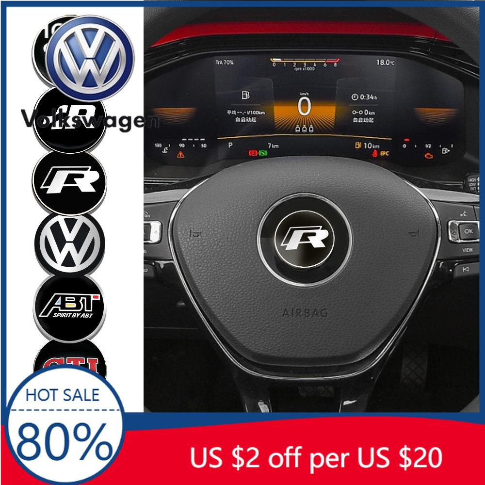 2026 Hot For VOLKSWAGEN VW Car 45/50mm Steering Wheel Sticker Auto Emblem Decal Cover For Volkswagen VW R GTI ABT Golf Polo Tigu