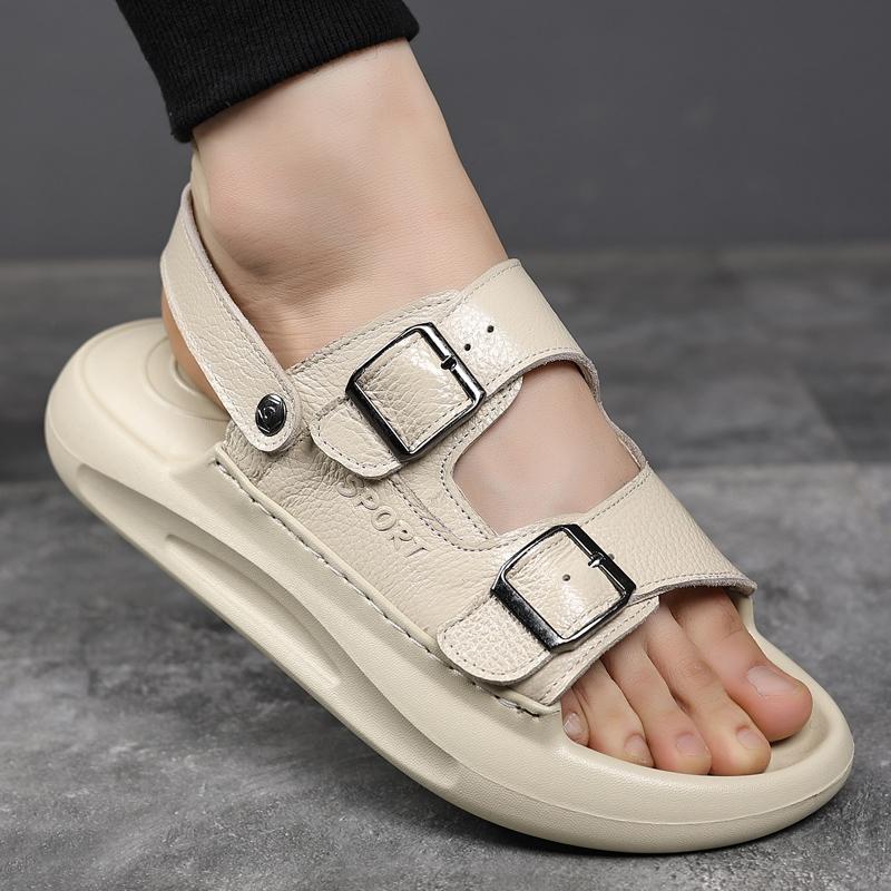 Fashion Men Outdoor Handmade Slippers Fashion Male Summer Beach Flats Breathable Sandals Mens Half Drag Non-Slip Flip Flops Cork Sandals