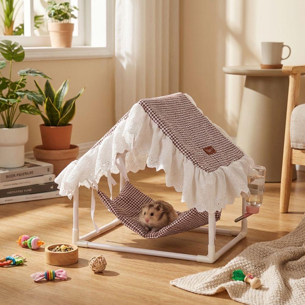 Ventilated Hamster Triangle Tent Sunshade Hanging Sleeping Bed Cozy Pet Shelter  Small Animals