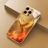 Golden Phoenix Flame Vintage Pattern Tempered Glass Phone Case For Samsung Galaxy S25 Ultra S24 S23 Plus S25 FE S23Ultra Cover