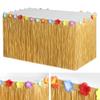 Hawaiian Party Table Skirt Waterproof Tropical Luau Party Colorful Flower Grass Tassels Table Skirt Summer Beach Themed
