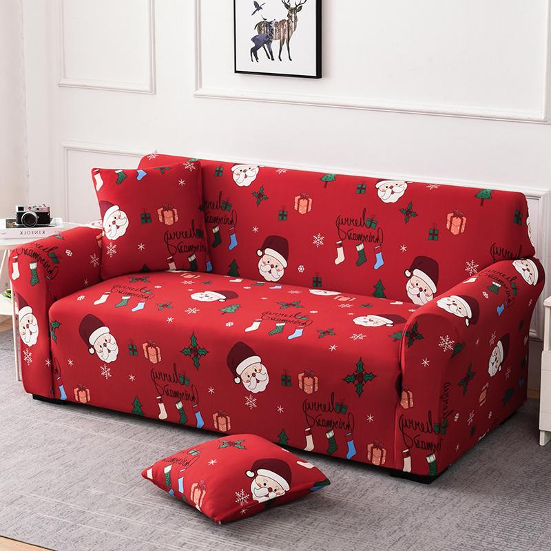 Christmas Sofa Protective Covers Living Room Elastic Living Sofa Slipcover Stretch All-inclusive Dining Chair Slipcover Couch Cover 1/2/3/4 Seater