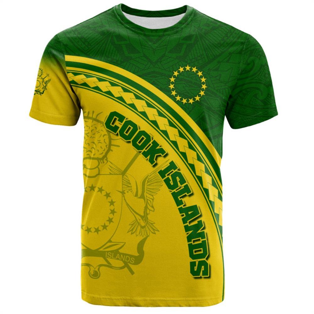 

Футболка с 3D-принтом флага и карты Республики Островов Кука, герб Кука, графические футболки для мужчин, винтажные короткие рукава 3XL