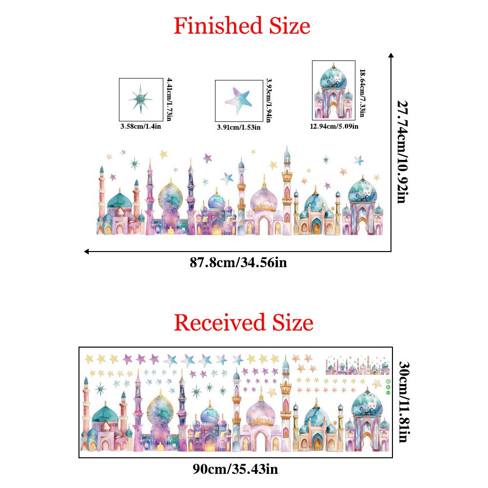 Cartoon Colorful Castle Wall Stickers Star Moon Sticker Children's Bedroom Toy Room Background Decoration Self-adhesive Murals