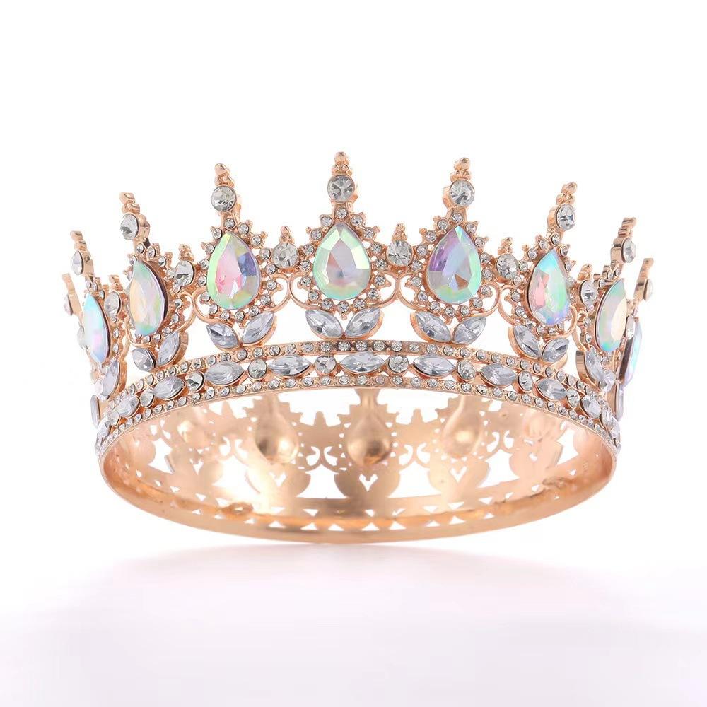 New Baroque Bride's Crown Headwear Beauty Queen's Performance Crown Luxurious Lady's Full Round Crown