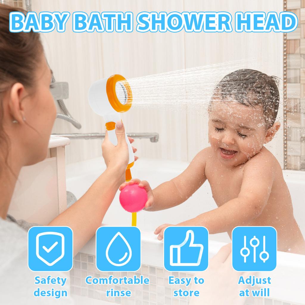 Baby Bath Shower Head Cute Submarine Toddler Bathtub Shower Head with Suction Cup Battery Powered Bathtime Shower Head for Kids