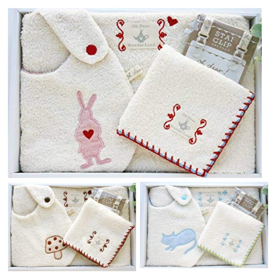 

Набор детских полотенец Wonderland Imabari оригинальный органический Сделано в Японии Подарок на детский праздник [Ornet] (с подарком) (Красный/Кролик)