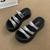 Rhinestone Platform Slippers Women's Summer Wear 2025 Summer New Fashion Open-toed Beach One-word Cool Slippers
