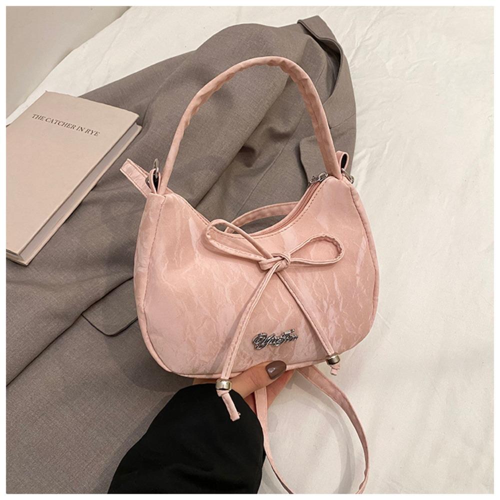 Underarm Bag Solid Color Shoulder Bag High-end Portable Crossbody Bag Butterfly Knot Small Size Handbag Versatile Use