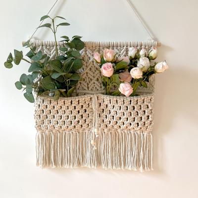 Hand-woven Wall Decoration  Meter Box Covering Tapestry Bohemian Dried Flower Storage Pocket