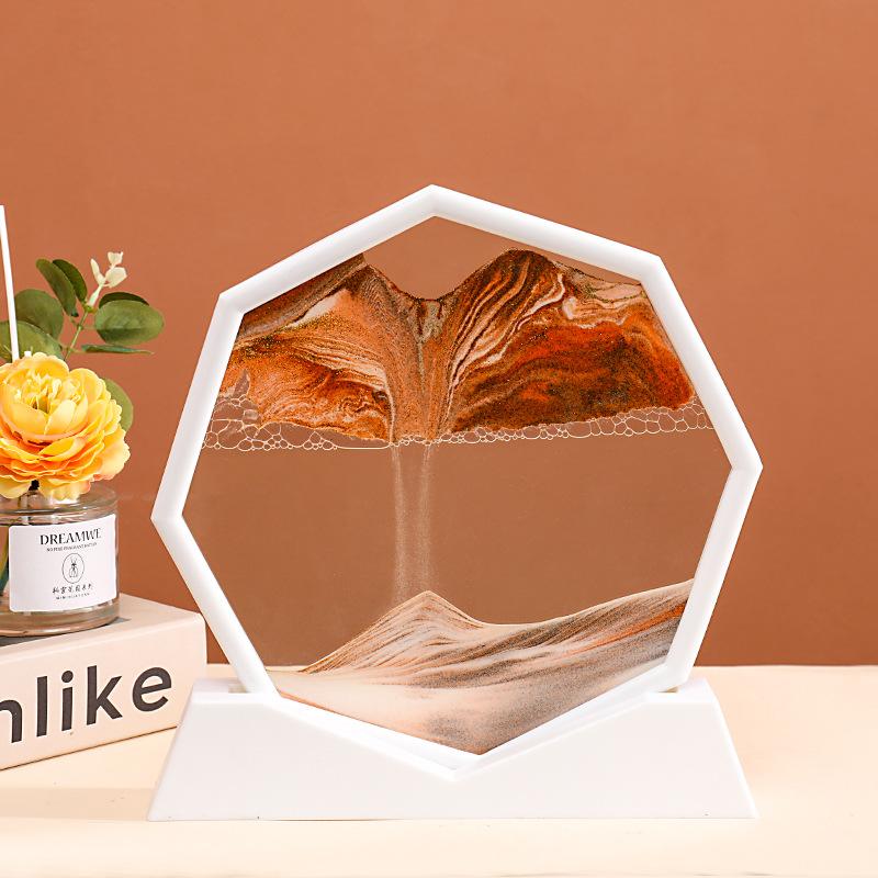 Sandscape Moving Sand Art Picture Quicksand 3D Liquid Hourglass Deep Sea Flowing Sand Painting Frame Office Home Decor Gifts