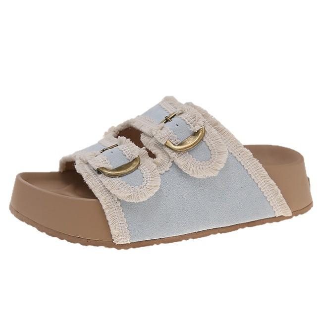 French Beautiful Thick-soled Slippers Women's Summer Outer Wear Advanced Sense 2025 Super Fire New Models with Skirts Go Out Flat-bottomed Sandals