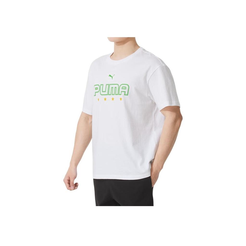 Puma Round Neck Comfortable Breathable Short Sleeve T-Shirt Men Tops White 633072-02