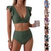 Women's Split High Waist Ruffled Bikini Swimsuit Sport Swimsuit Two-Piece Set