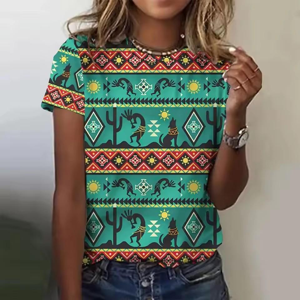 Summer Women Clothing T-shirt Crewneck Top Casual Comfort Short Sleeve Vintage Print Loose Breathable Clothing Women's 3d T-shirt