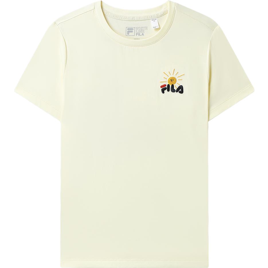 FILA Letter Print Floral Short Sleeve T-Shirt Women Tops Wax-Yellow F11W329110FYE