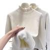 Warmer Damen-Fleece-Einteiler-Pullover mit zusätzlichem Samt und verdickter Stärke, Holzohrsteckern und Wollbasis-Pullover
