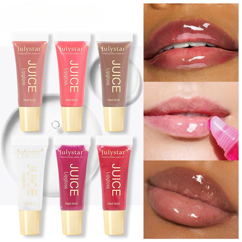 Juice Glossy Lip Oil Set, 6 Colors of Hydrating Fruit-Flavored Lip Gloss, Non-Sticky with Natural Moisturizing Ingredients