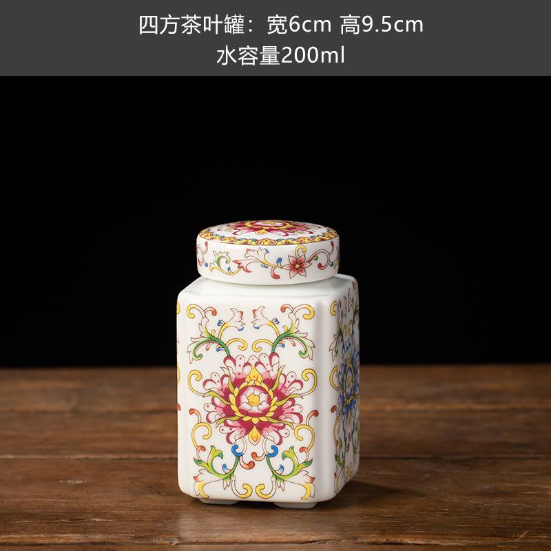 Blue and White Porcelain Tea Jar Moisture-proof Seal Portable Storage Box Household Flower Bird Painted Ceramic Decorative Jar