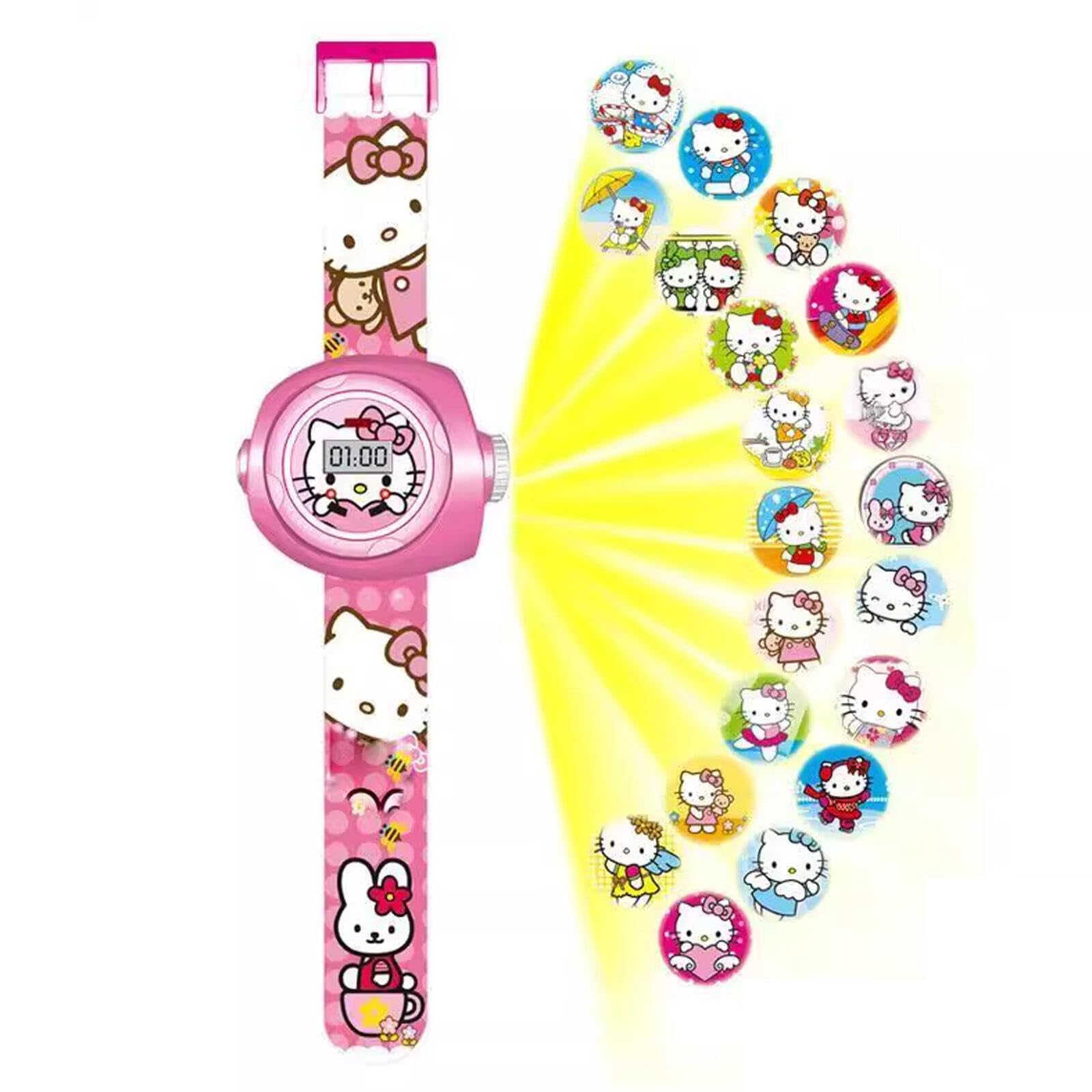 PUTCENDI Kids Wristwatch with Mini Projector 20 Patterns Night Light Spider-Man Cartoon Cosplay Gift