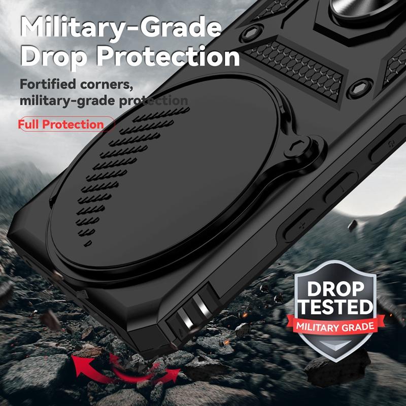 Nárazuvzdorné pouzdro Armor s magnetickým držákem a prstenem pro Xiaomi Redmi Note 14 Pro 4G Pro+ Plus 5G s krytem objektivu pro Redmy Note14 Note14Pro