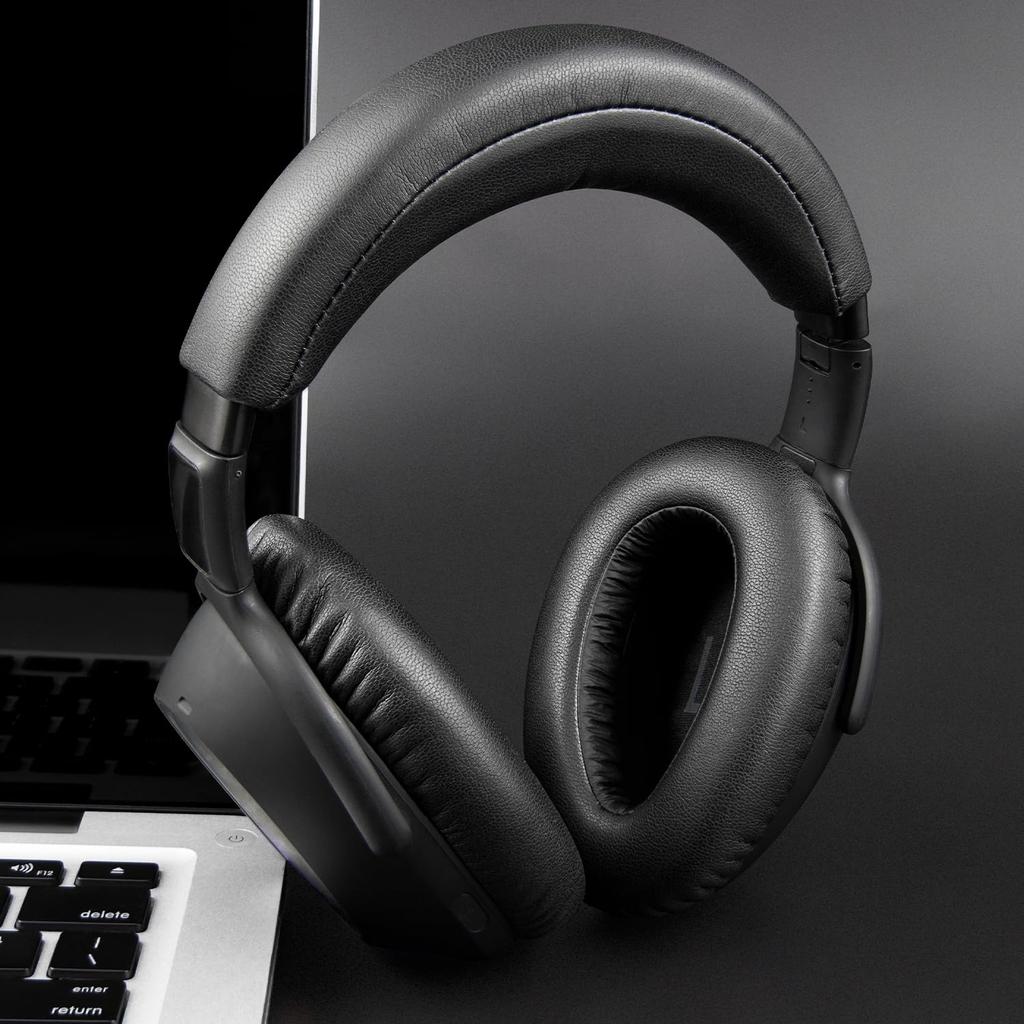 SOULWIT Replacement Ear Pads and Cushions for Sennheiser PXC480, PXC550, PXC 550-II, MB660 UC, MB 660 MC, and EPOS Adapt 660, Protein Leather, Black