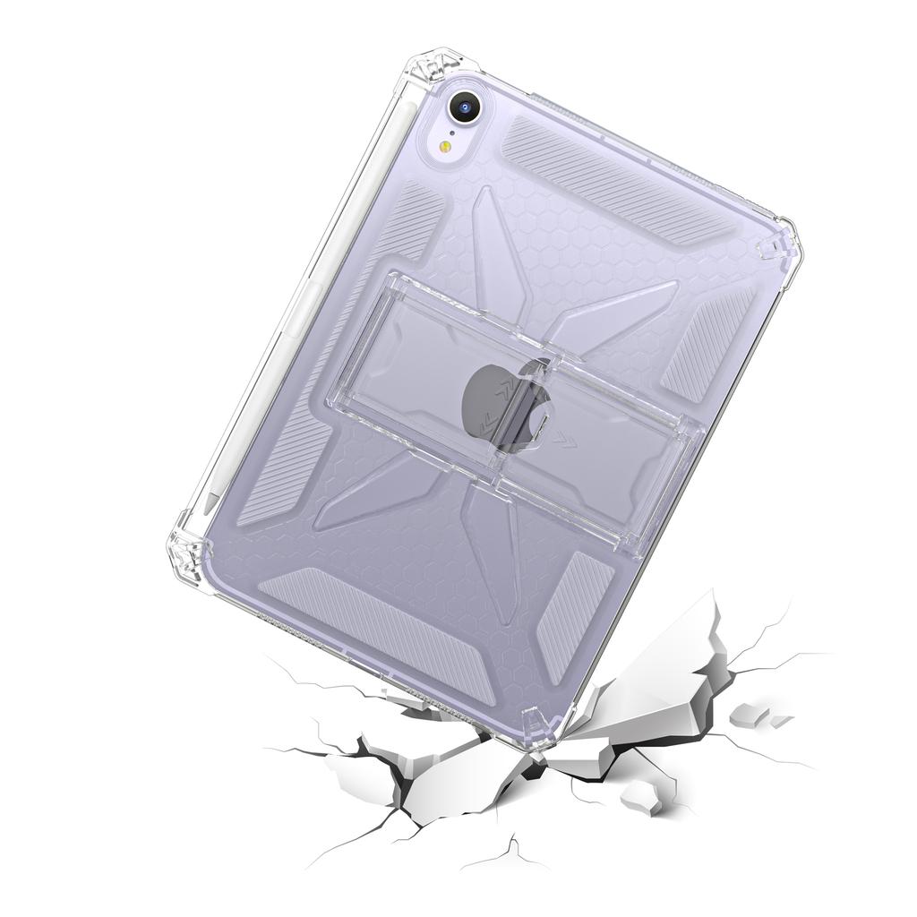 For iPad Mini (2024)/(2021) Clear Case Kickstand Shockproof TPU + PC Tablet Cover with Pen Slot