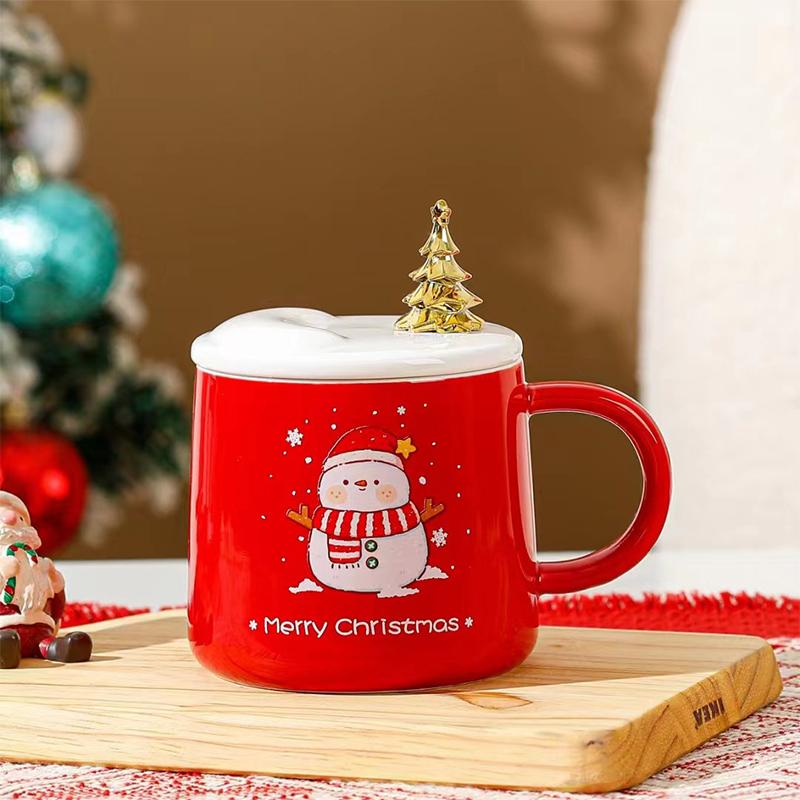 Christmas Tree Ornament Ceramic Cup Lid Handle Decoration Christmas Mini Desktop Ornaments
