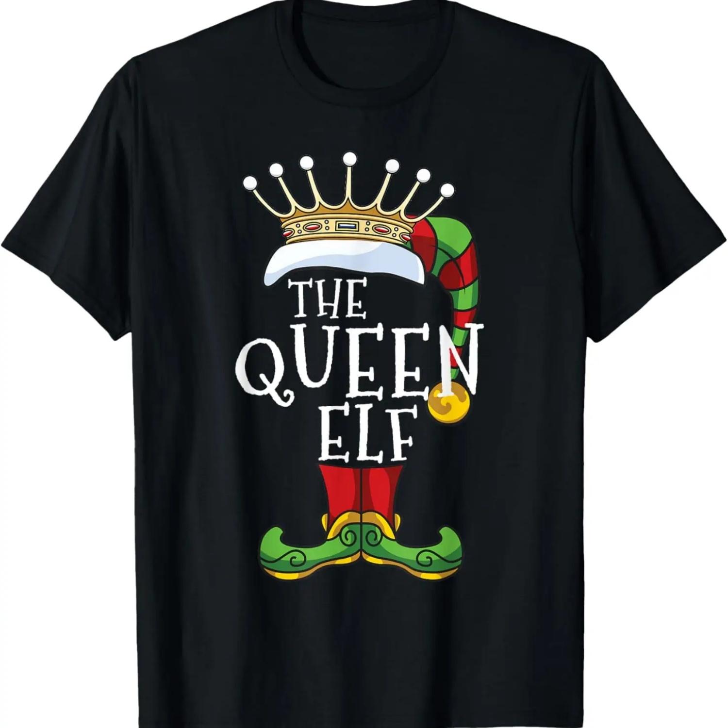 Men Women Graphic T-shirts The Queen Elf Family Matching Christmas Group Funny T-Shirt S чёрный