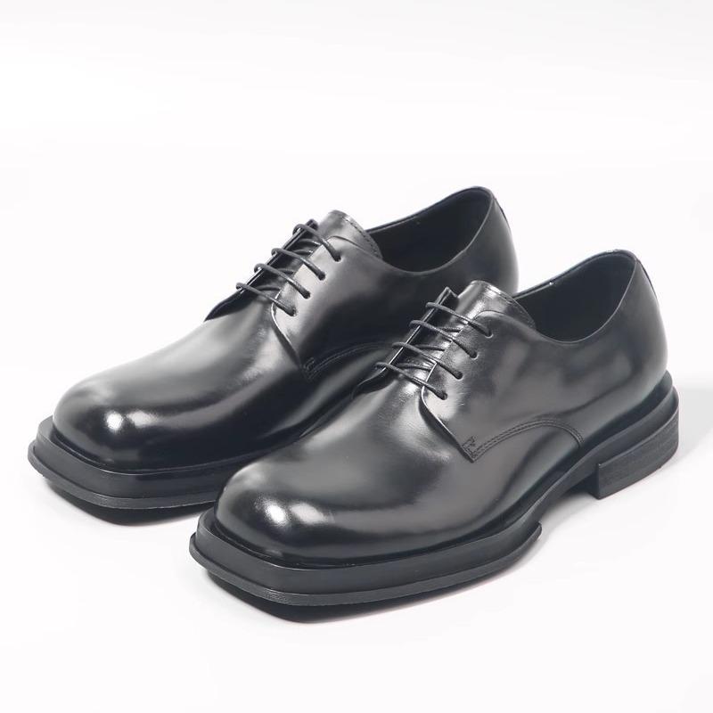 Mooie Derby Schoenen in Britse Stijl Echt Leer Handgemaakt Heren Zakelijke Feest Schoenen Grote Vierkante Neus Vetersluiting Heren Formele Schoenen